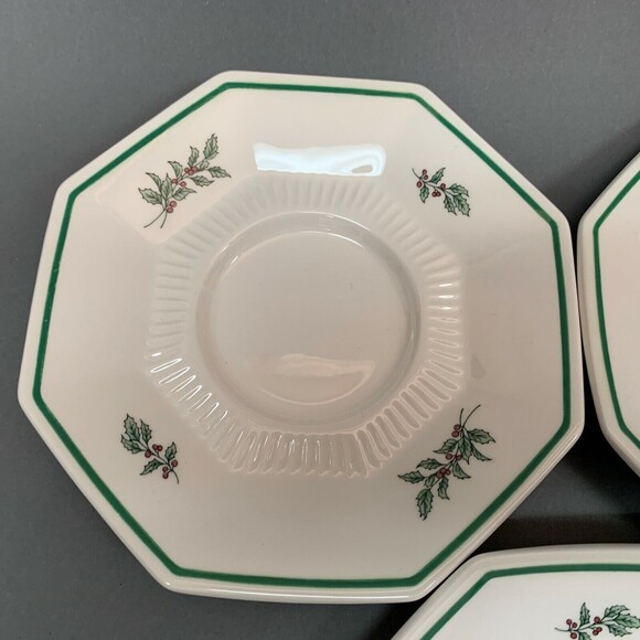 Nikko Christmastime Japan White Green Holly Berries Saucers Plates Lot of 3 - Picture 3 of 12